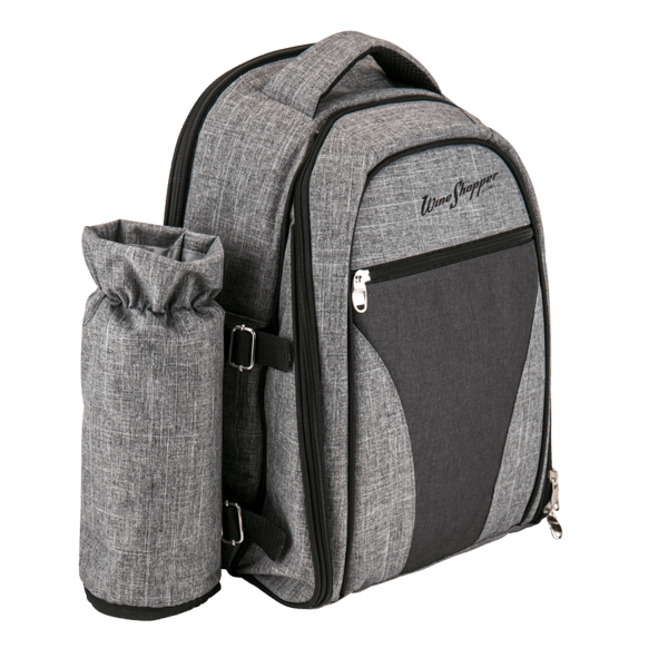 Wine & Picnic Cooler Backpack for Four + Fleece Blanket