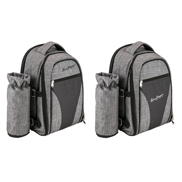 Wine & Picnic Cooler Backpack for Four + Fleece Blanket