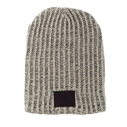 Haberdasher Knit Beanie with Leather Patch