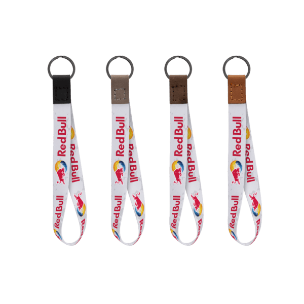 Dye Sublimated Keychain with Leather Accent