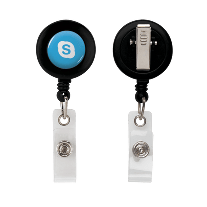 Retractable Zip Cord w/ Epoxy Dome & Vinyl Snap Attachment w/ Bulldog Clip