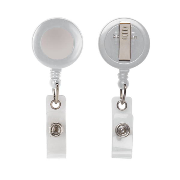 Retractable Zip Cord w/ Epoxy Dome & Vinyl Snap Attachment w/ Bulldog Clip