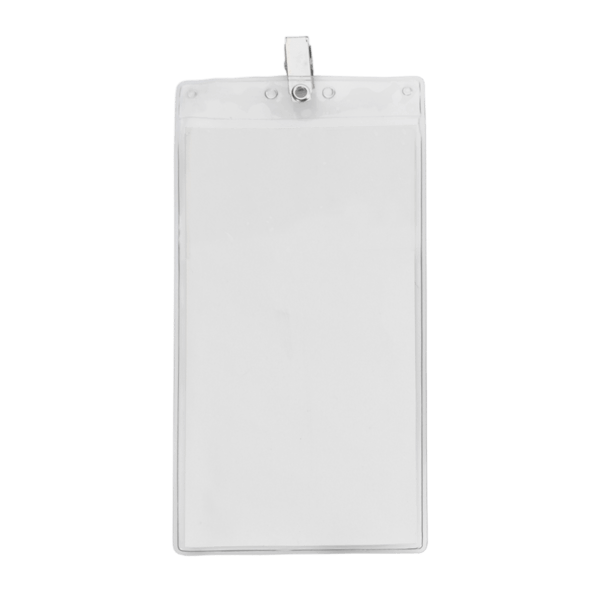 4" x 8" Blank Oversized Vertical Vinyl Pouch with Bulldog Clip