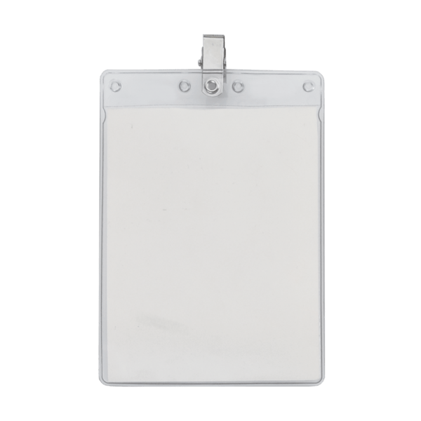 4" x 6" Blank Large Vertical Vinyl Pouch with Bulldog Clip