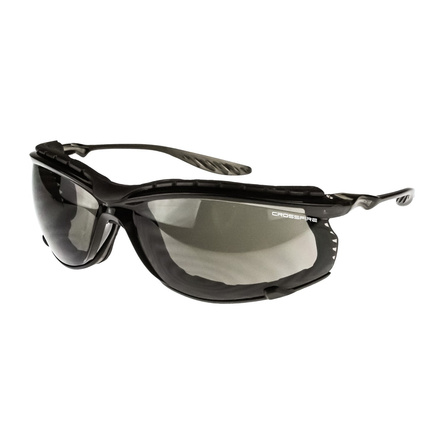 24Seven® Foam Lined Safety Eyewear - Crystal Black Frame - Smoke Anti-Fog Lens