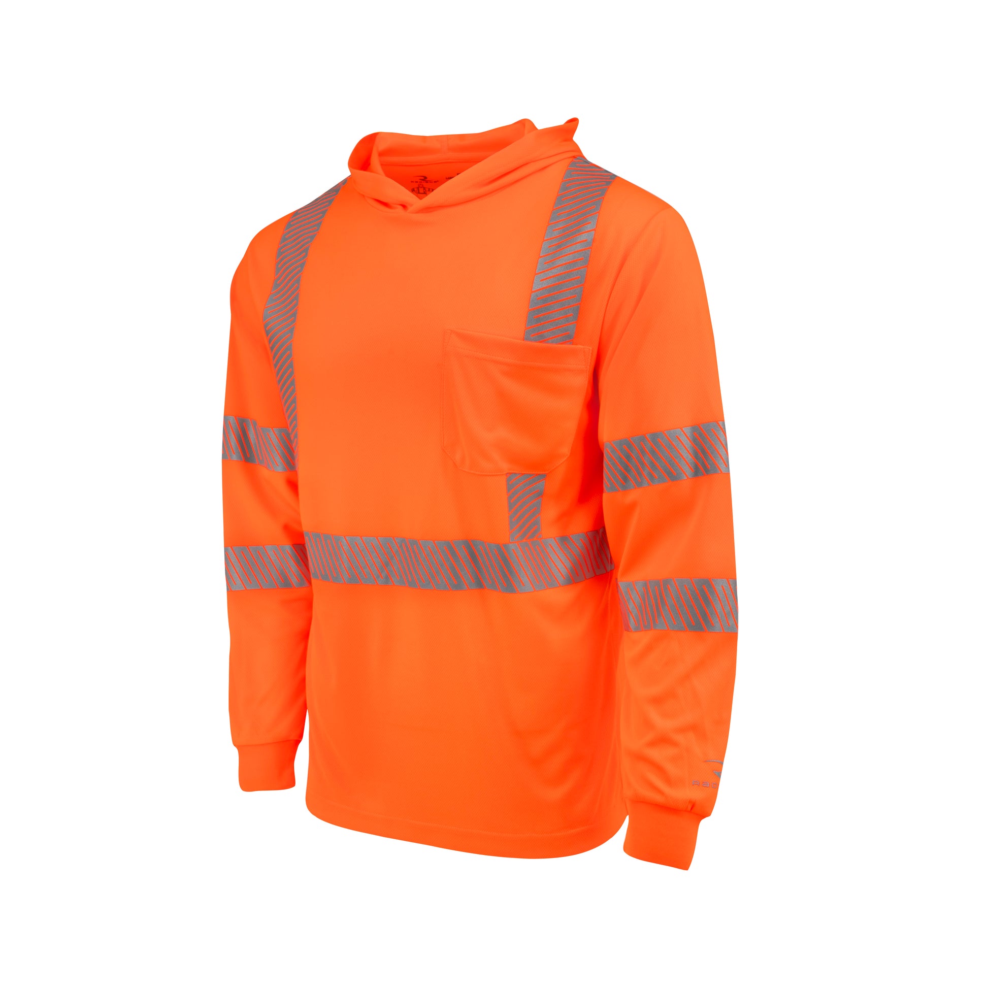 ST61-3 Hooded Type R Class 3 Mesh Long Sleeve T-Shirt - Orange - Size XL