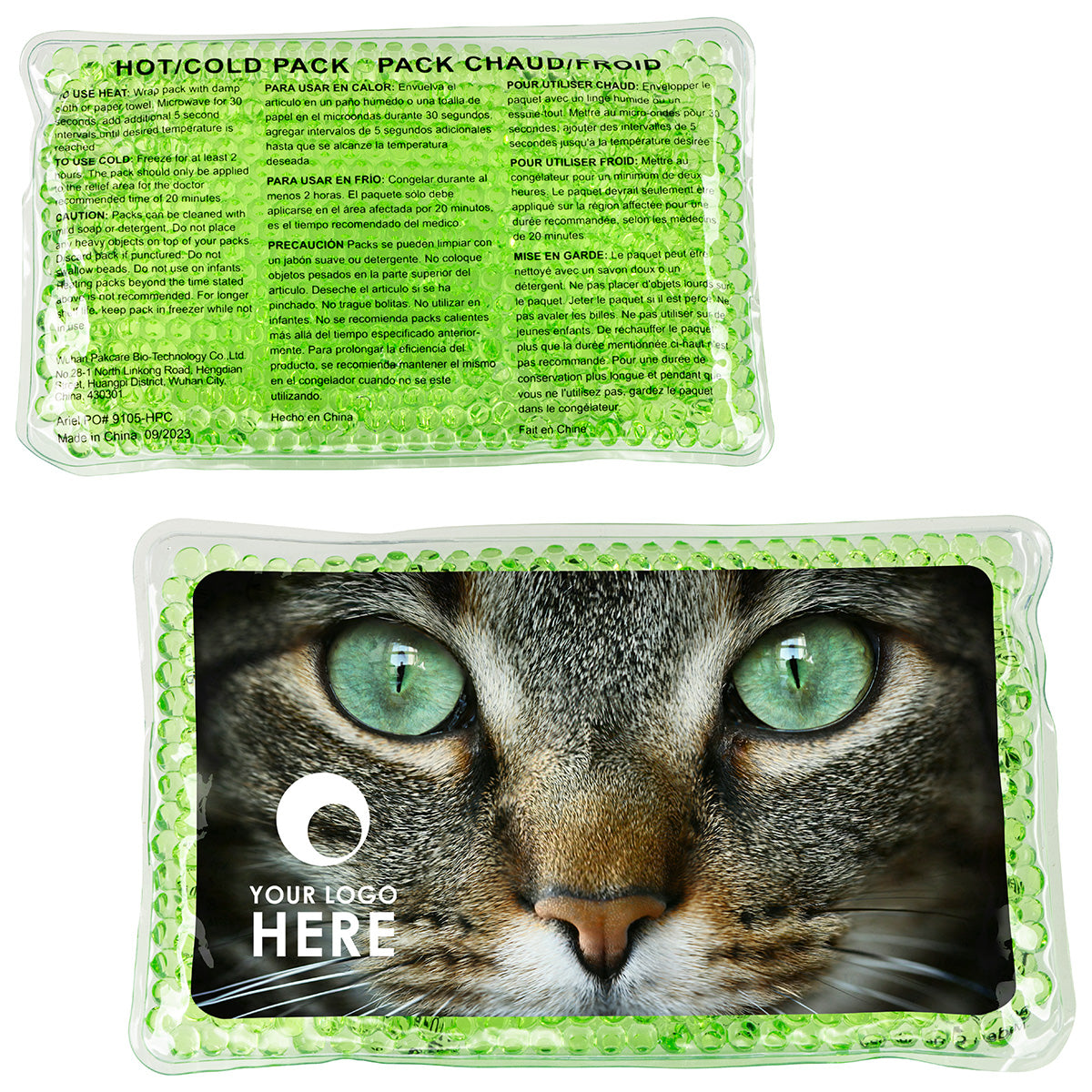 Green Cat Eyes Large Rectangle Aqua Pearls™ Hot/Cold Pack