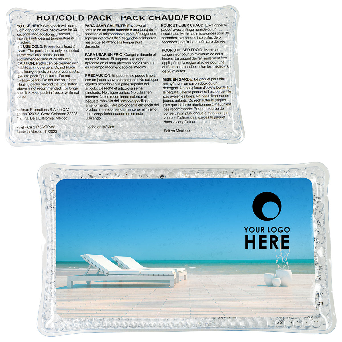 Clear Laid Back Large Rectangle Aqua Pearls™ Hot/Cold Pack
