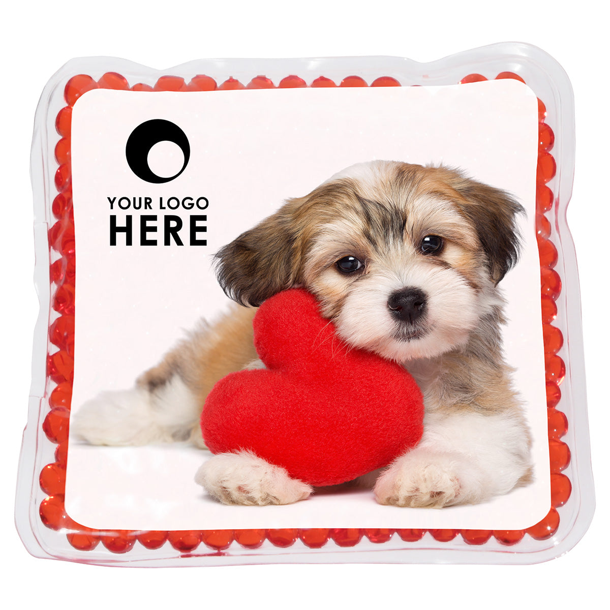 Red Puppy Love Square Aqua Pearls™ Hot/Cold Pack