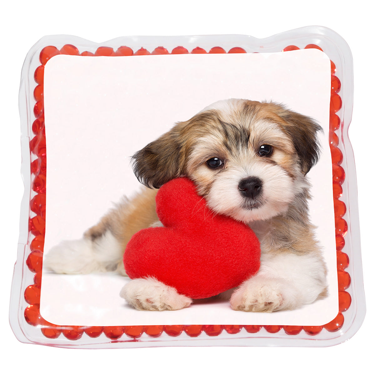 Red Puppy Love Square Aqua Pearls™ Hot/Cold Pack
