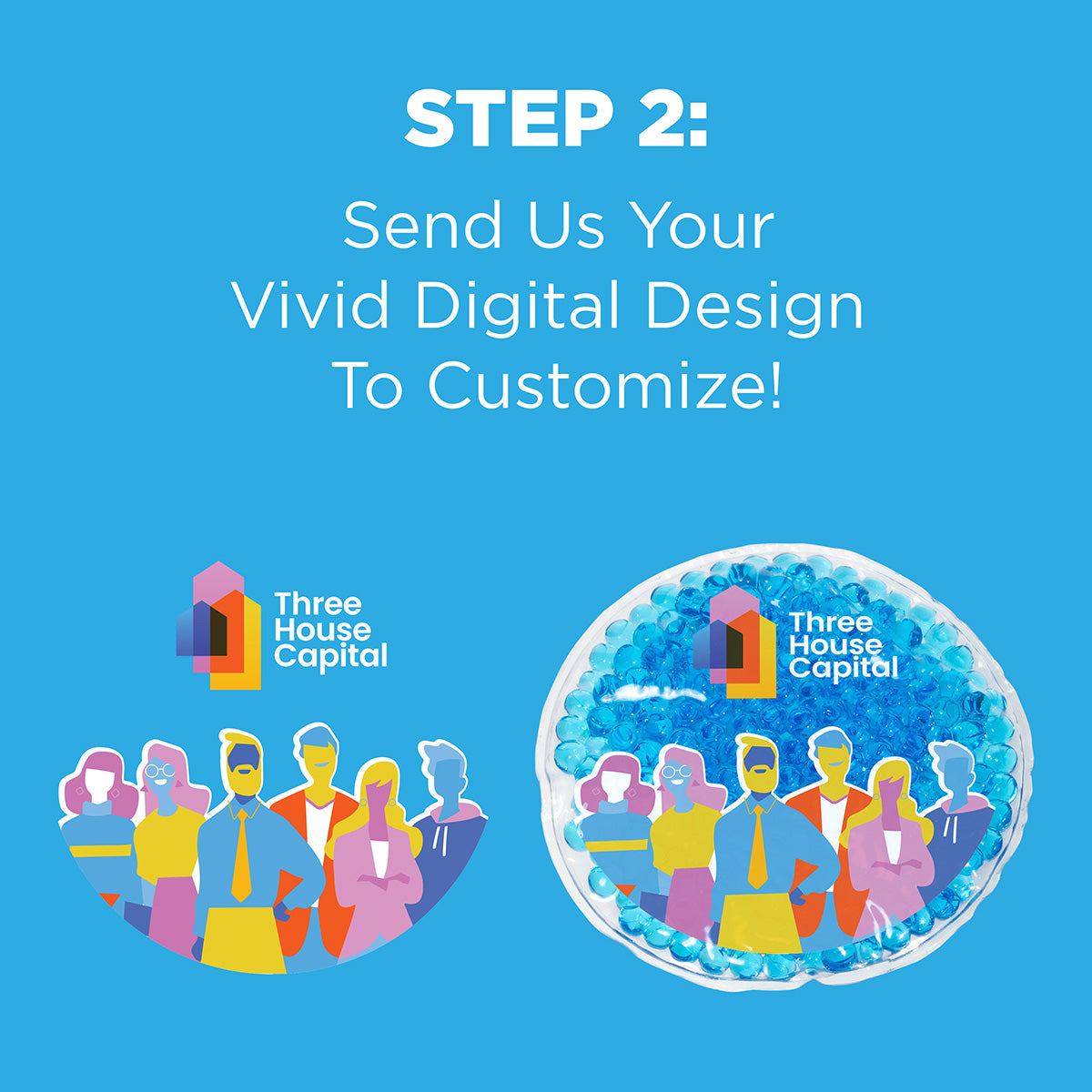 Solid Black Full-Color Round Aqua Pearls™ Hot/Cold Pack