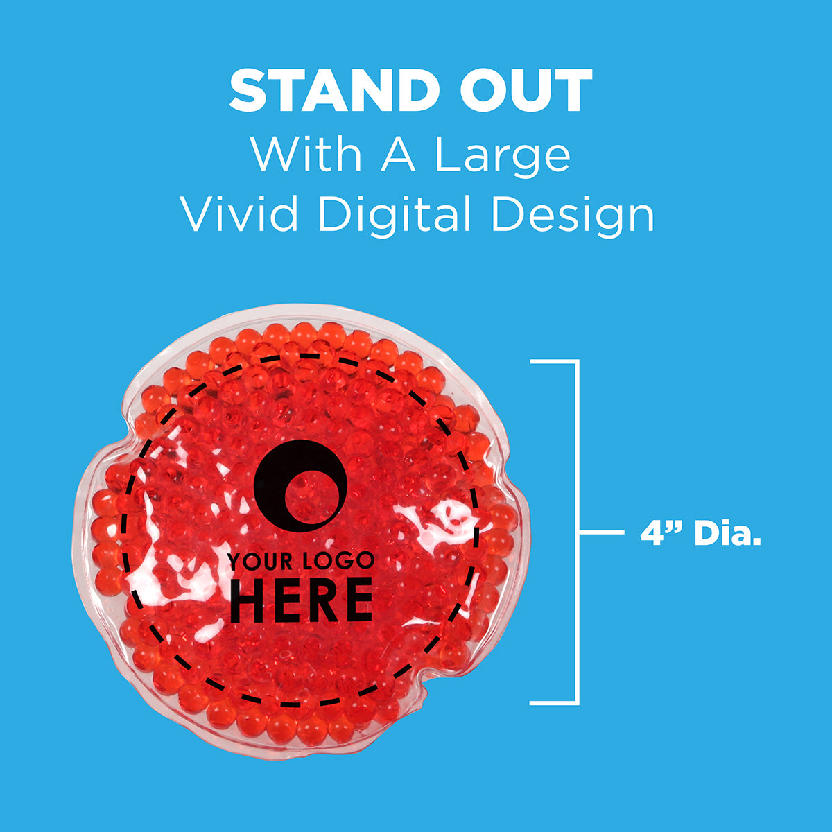 Solid Black Full-Color Round Aqua Pearls™ Hot/Cold Pack