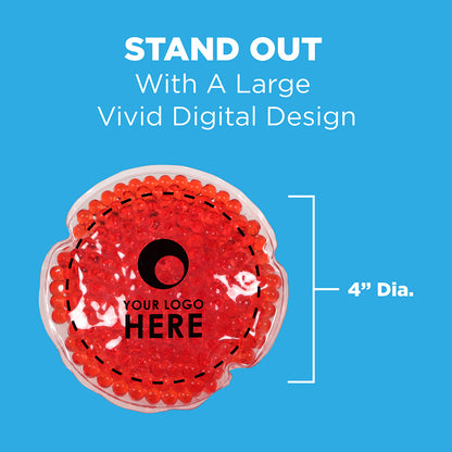 Solid Black Full-Color Round Aqua Pearls™ Hot/Cold Pack