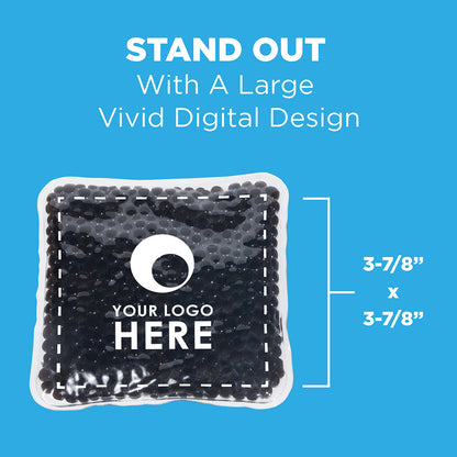 Solid Black Full-Color Square Aqua Pearls™ Hot/Cold Pack