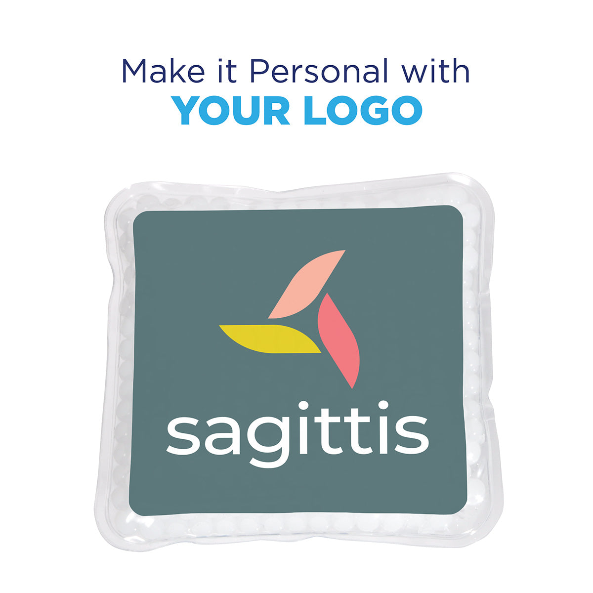 Solid Black Full-Color Square Aqua Pearls™ Hot/Cold Pack