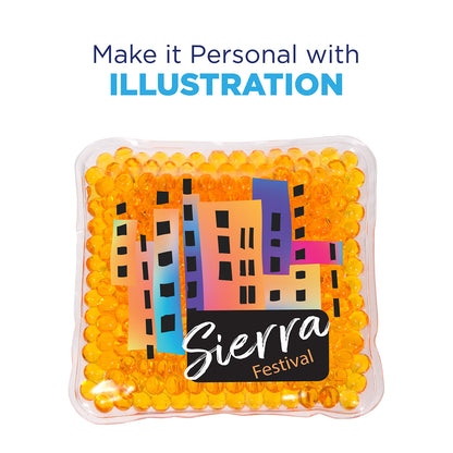 Solid Black Full-Color Square Aqua Pearls™ Hot/Cold Pack