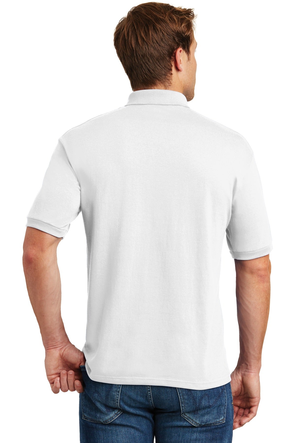 White Hanes EcoSmart - 5.2-Ounce Jersey Knit Sport Shirt 054X