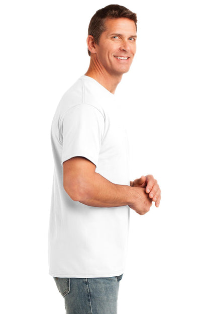 White Port & Company Core Cotton Pocket Tee. PC54P