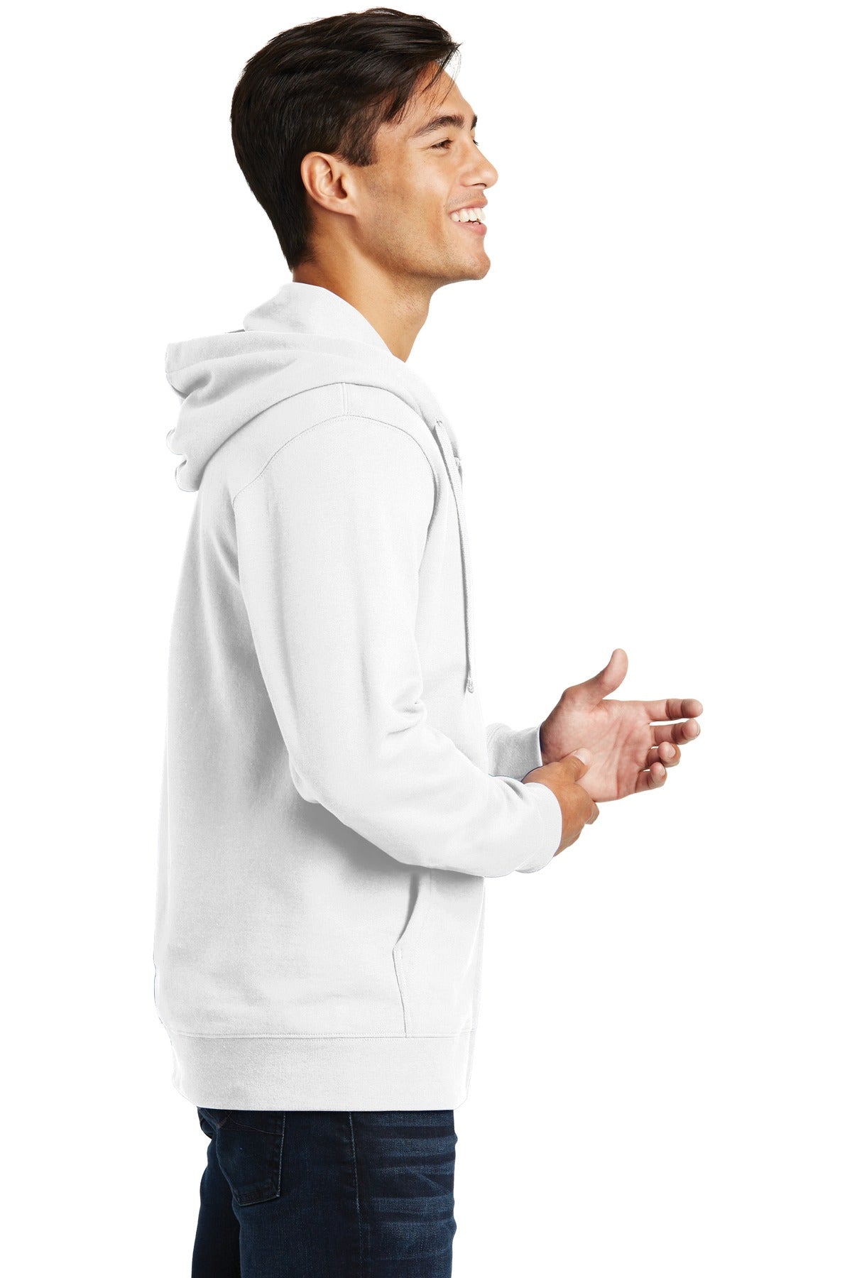 White Port & Company Fan Favorite Fleece Full-Zip Hooded Sweatshirt. PC850ZH
