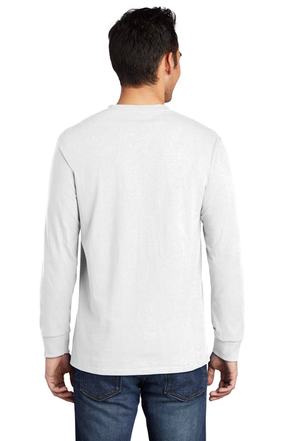 White Port & Company Long Sleeve Essential Pocket Tee. PC61LSP