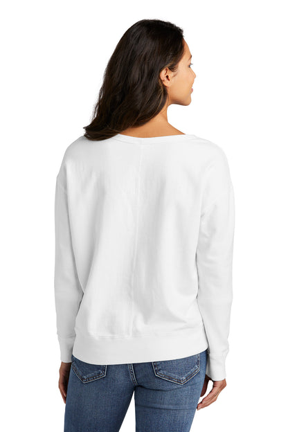 White Port & Company Women's Beach Wash Garment-Dyed V-Neck Sweatshirt LPC098V