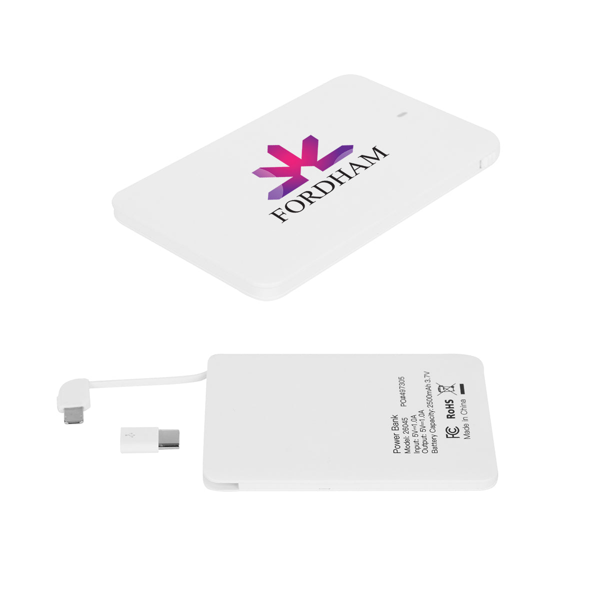 WHITE Slim 2500 MAH 3-In-1 Power Bank  grouped
