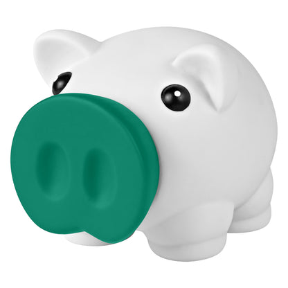 WHITE WITH GREEN Mini Prosperous Piggy Bank plain grouped