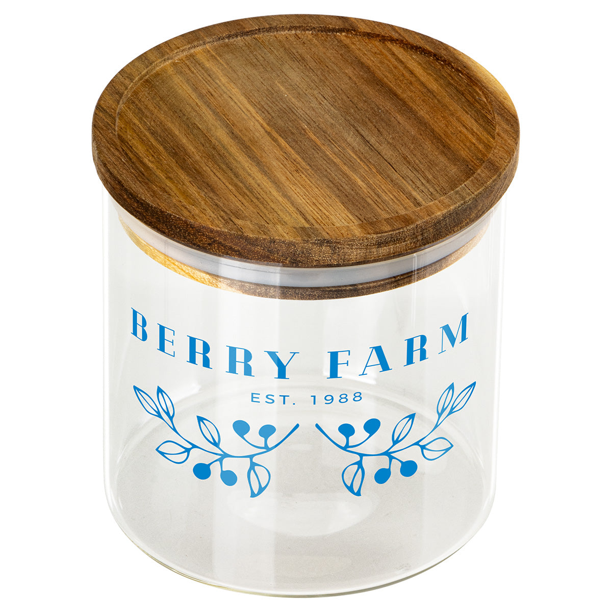 Clear Corsica 22 oz Glass Canister with Acacia Lid