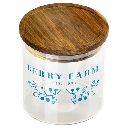 Clear Corsica 22 oz Glass Canister with Acacia Lid