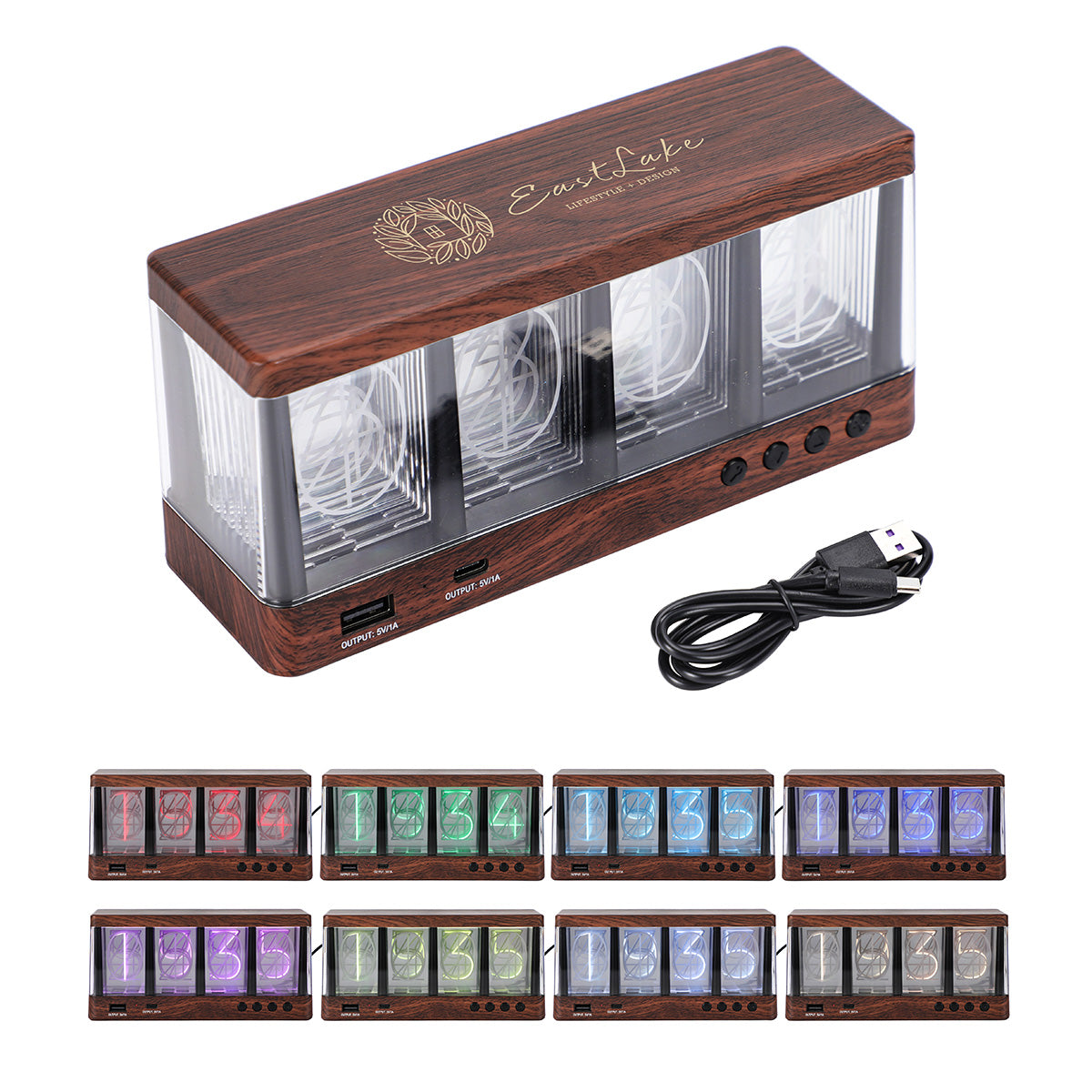 Brown Vintage Clock with Analog-Like Display