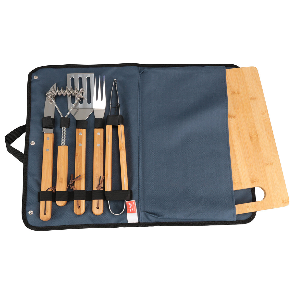 Navy Blue Firepit 5-Piece BBQ Set with Cutting Board & Carrying Case