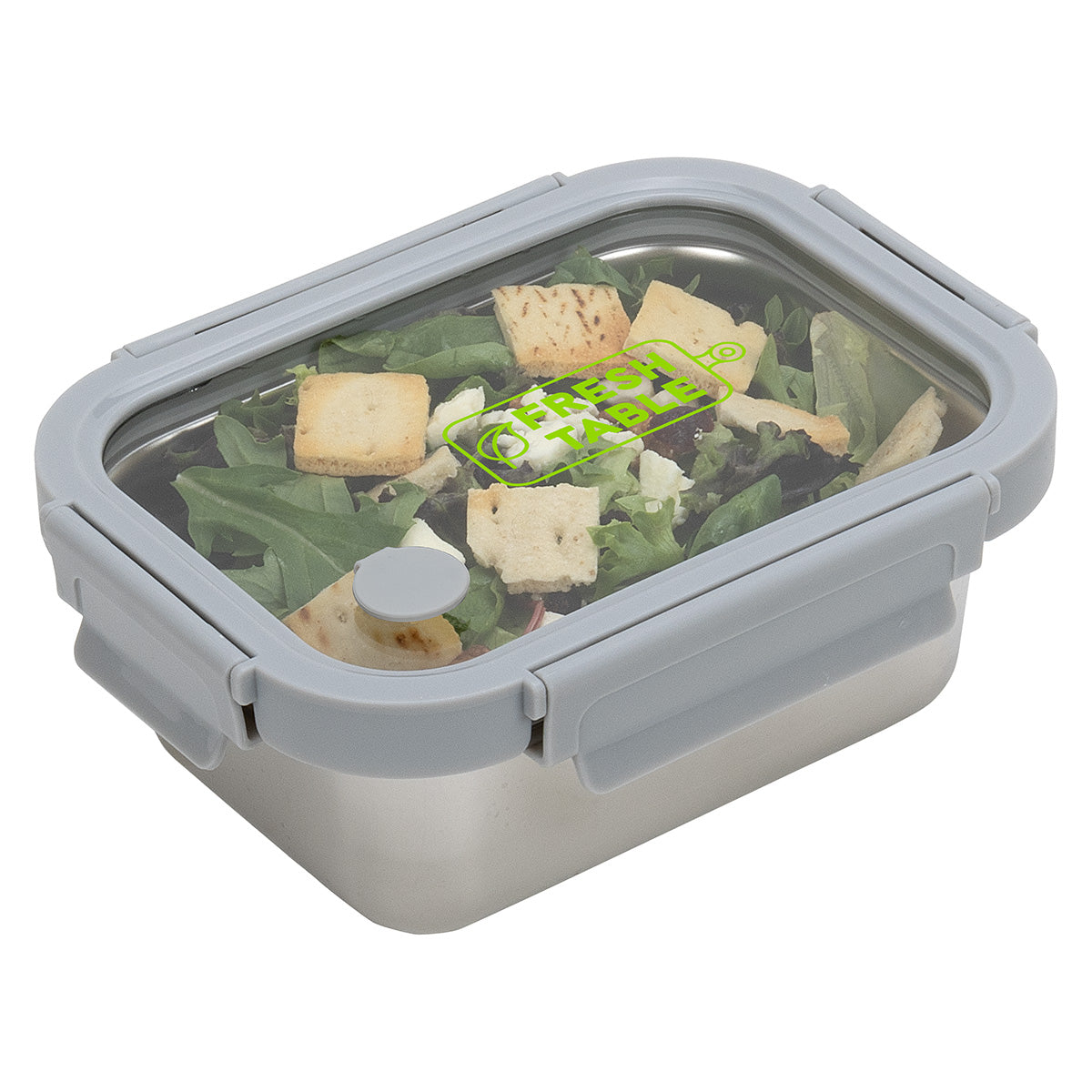 Gray Heat 'N Eat Microwaveable Stainless Steel Lunch Box with Vented Glass Lid