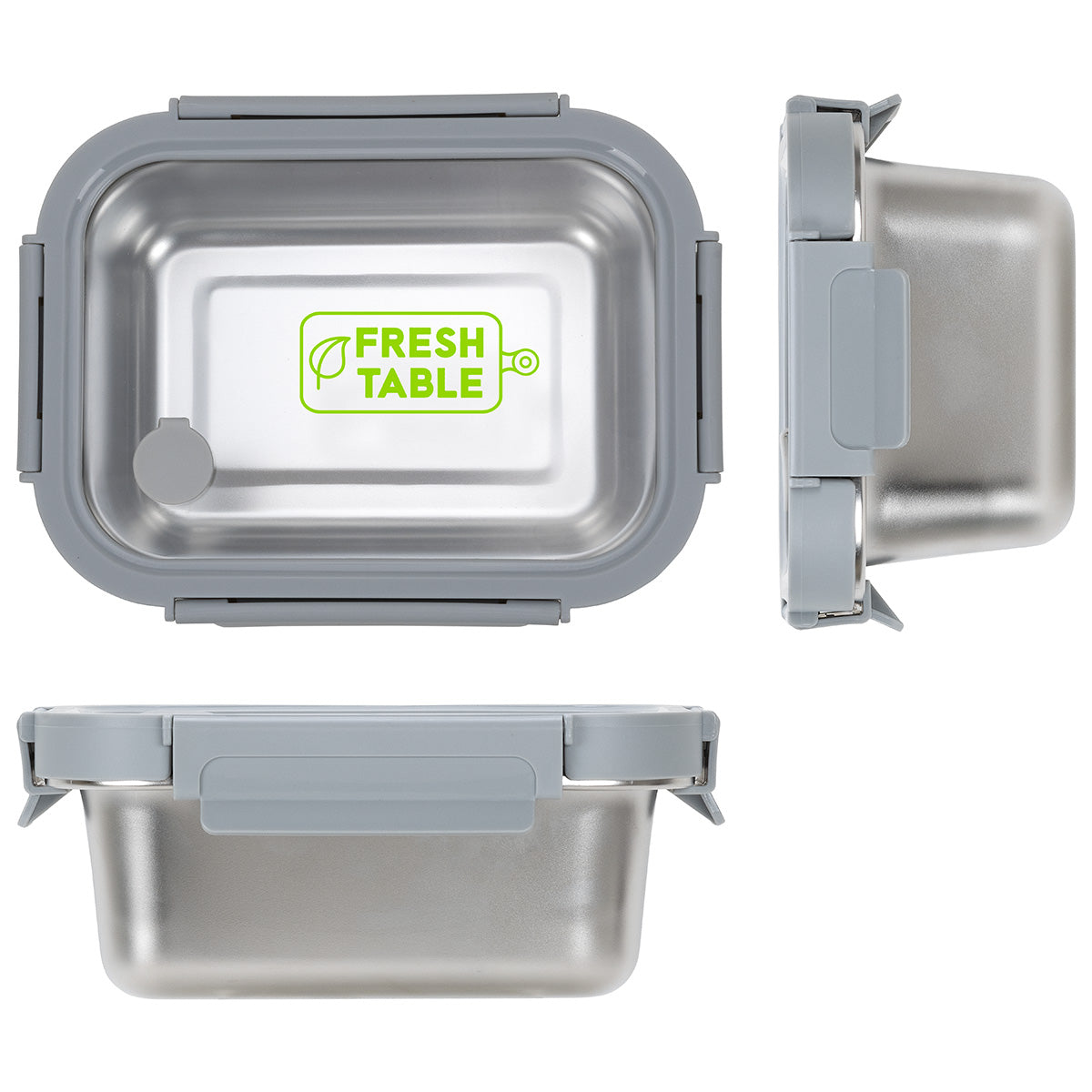 Gray Heat 'N Eat Microwaveable Stainless Steel Lunch Box with Vented Glass Lid