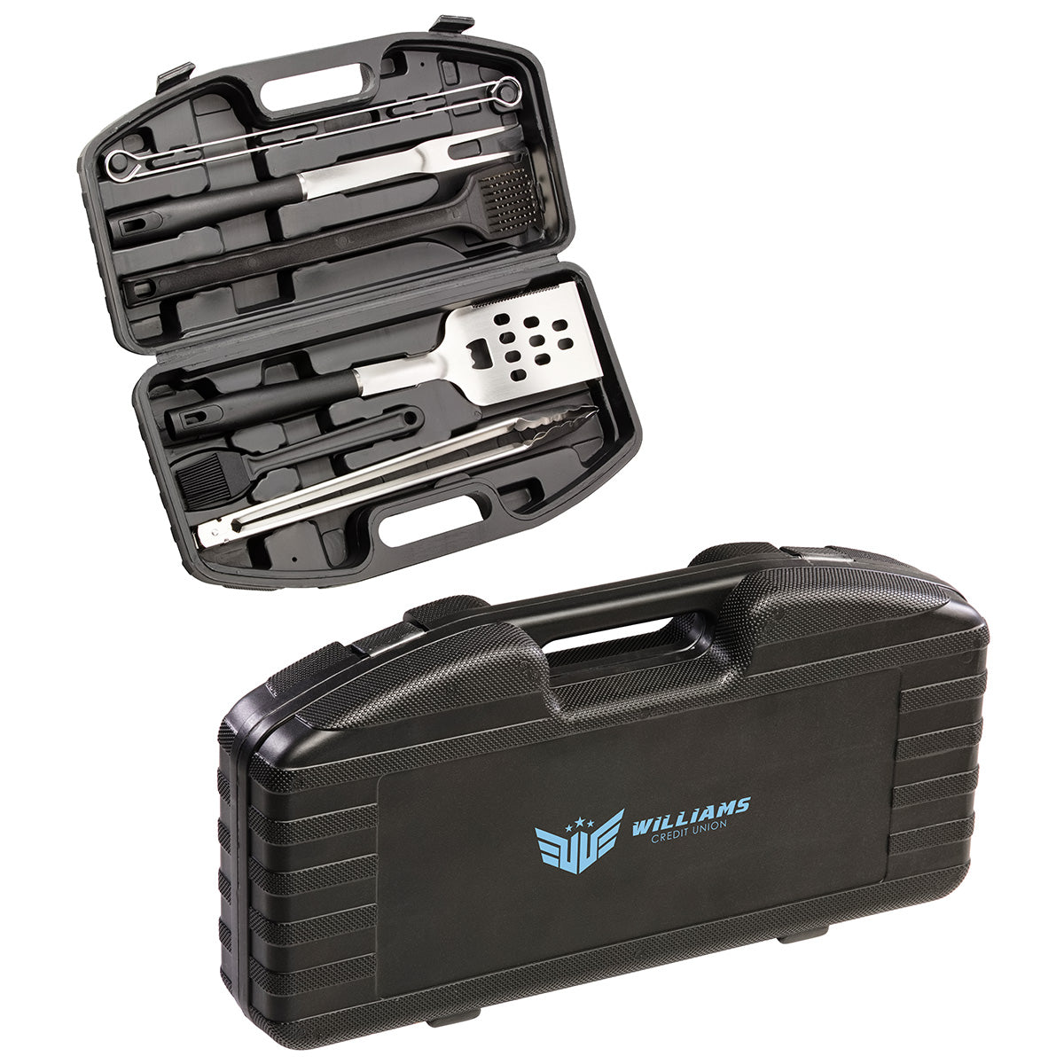 Black Highland 9-Piece Stainless Steel BBQ Set with Hardshell Case