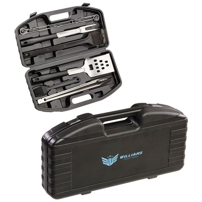 Black Highland 9-Piece Stainless Steel BBQ Set with Hardshell Case