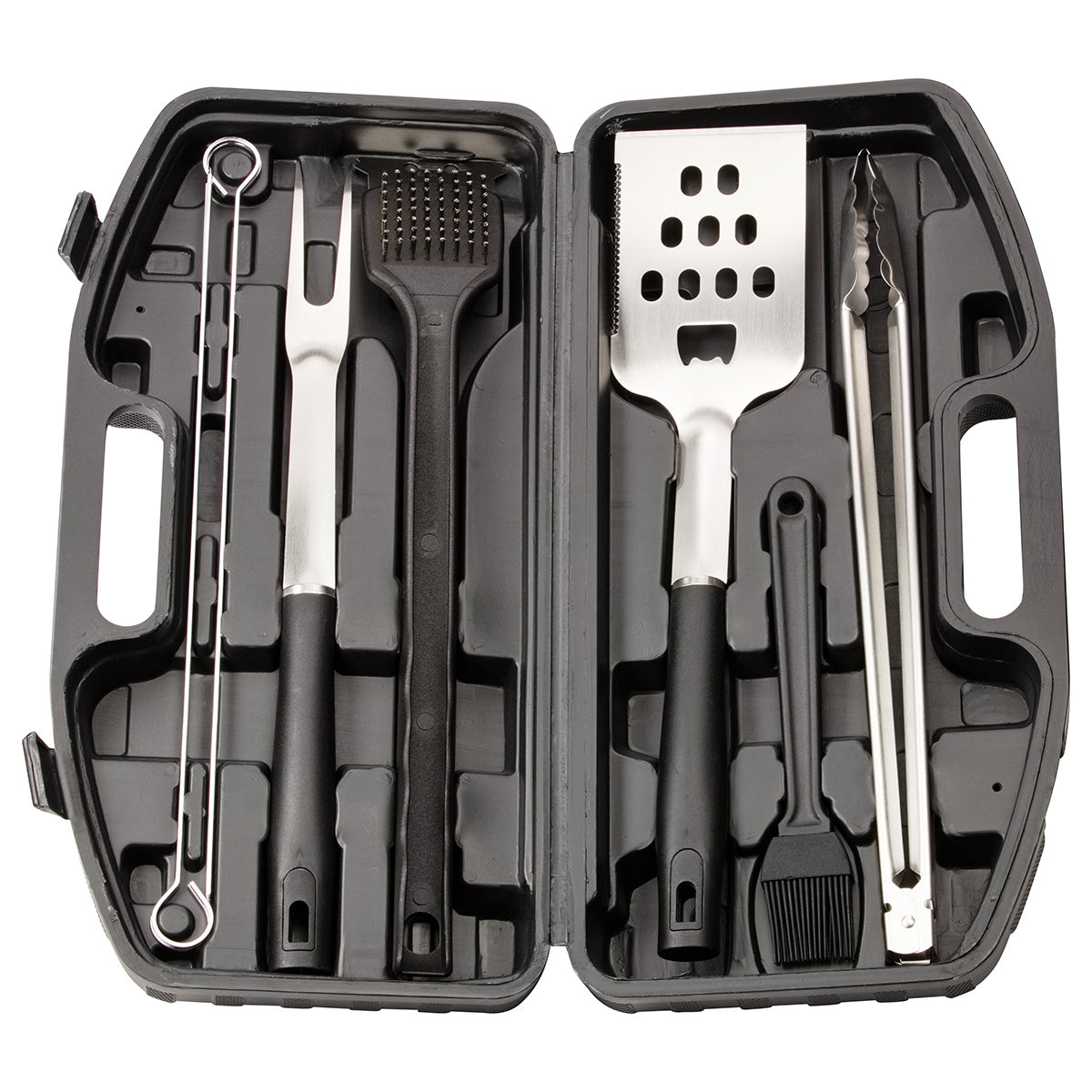 Black Highland 9-Piece Stainless Steel BBQ Set with Hardshell Case