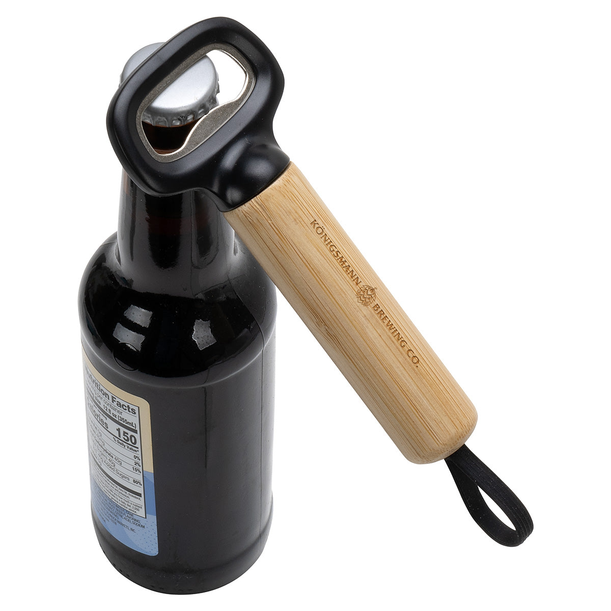 Black Pop Top Bamboo Bottle Opener