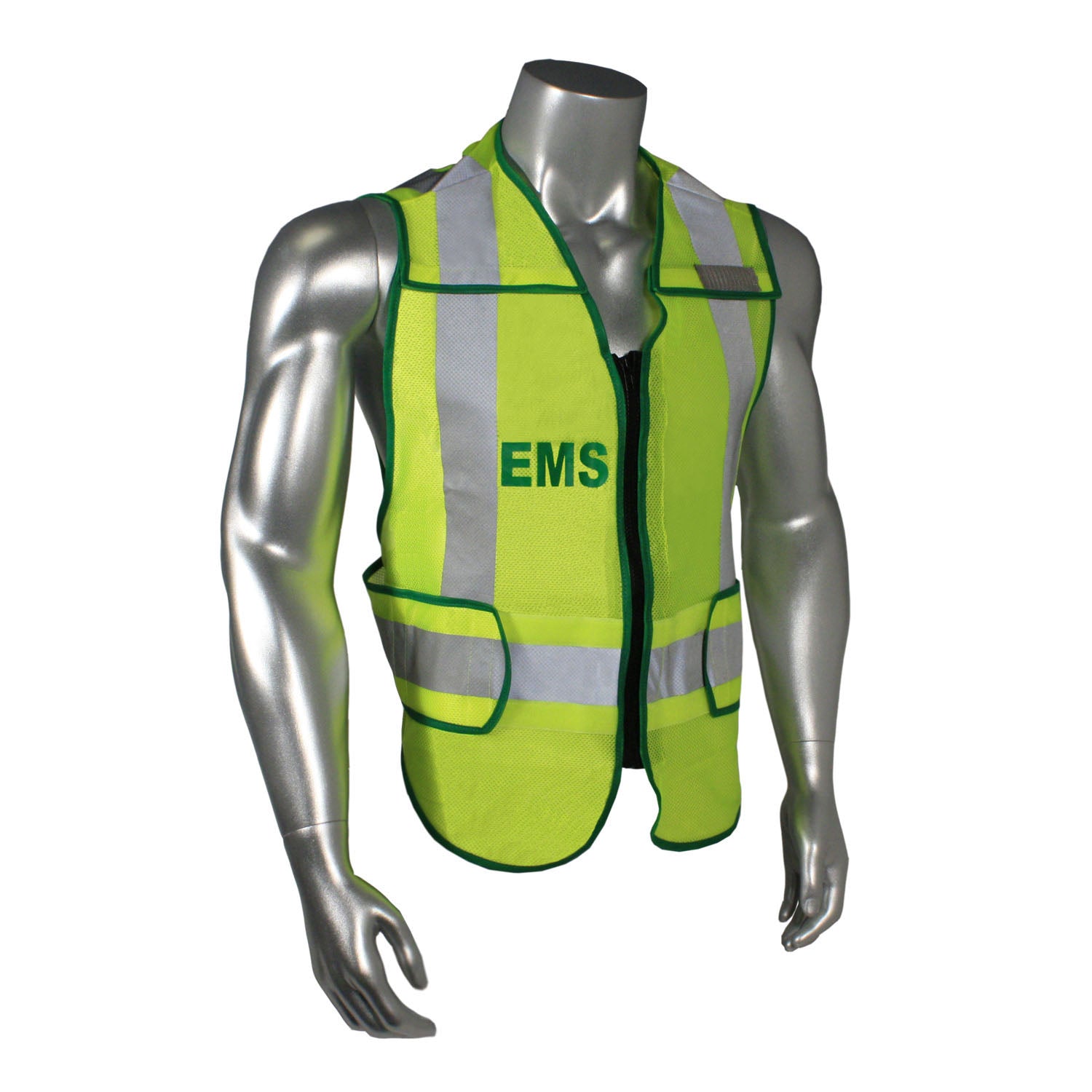 LHV-207DSZR Class 2 Breakaway Vest - EMS - Green Trim - Green - Size M-XL