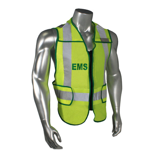 LHV-207DSZR Class 2 Breakaway Vest - EMS - Green Trim - Green - Size M-XL