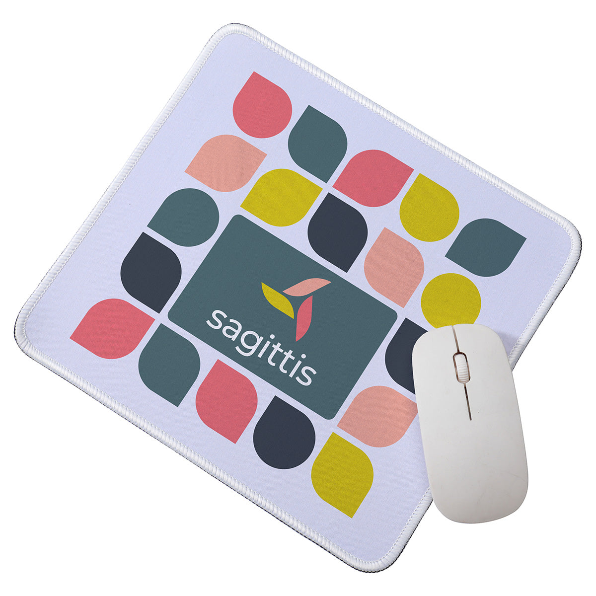 White Arista Dye Sublimated Non-Slip Mouse Pad