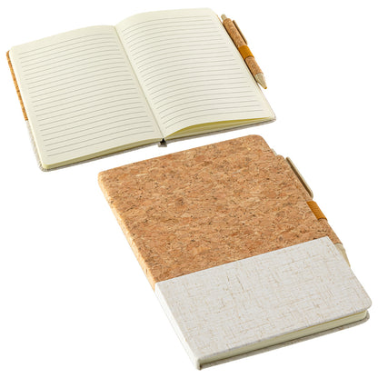 Off-White Cork & Linen Journal with Eco Pen
