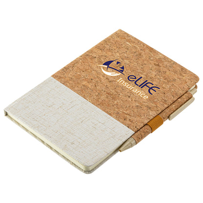 Off-White Cork & Linen Journal with Eco Pen