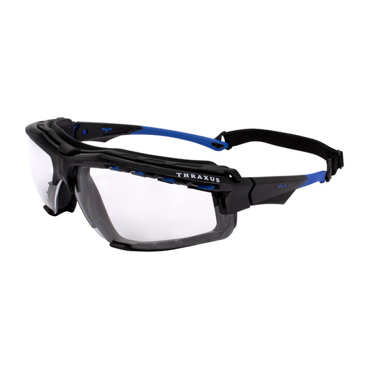 Thraxus Elite™ - IQuity Safety Eyewear - Blue w/ Rubber Gasket - Clear IQ Lens