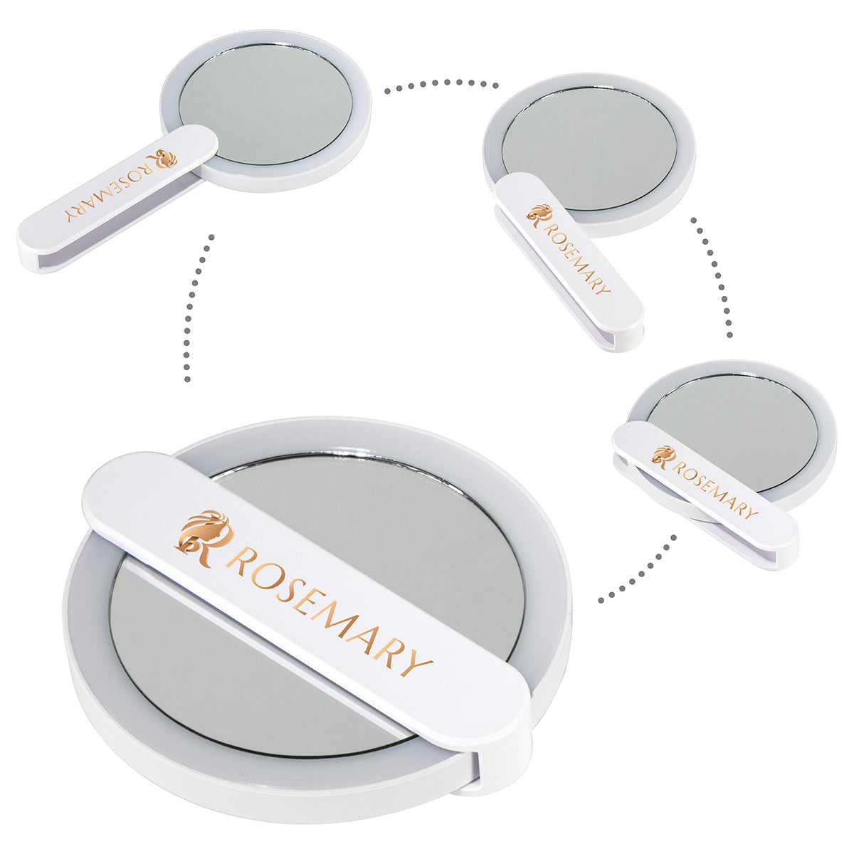 White Cabaret LED Mirror with Swivel Handle