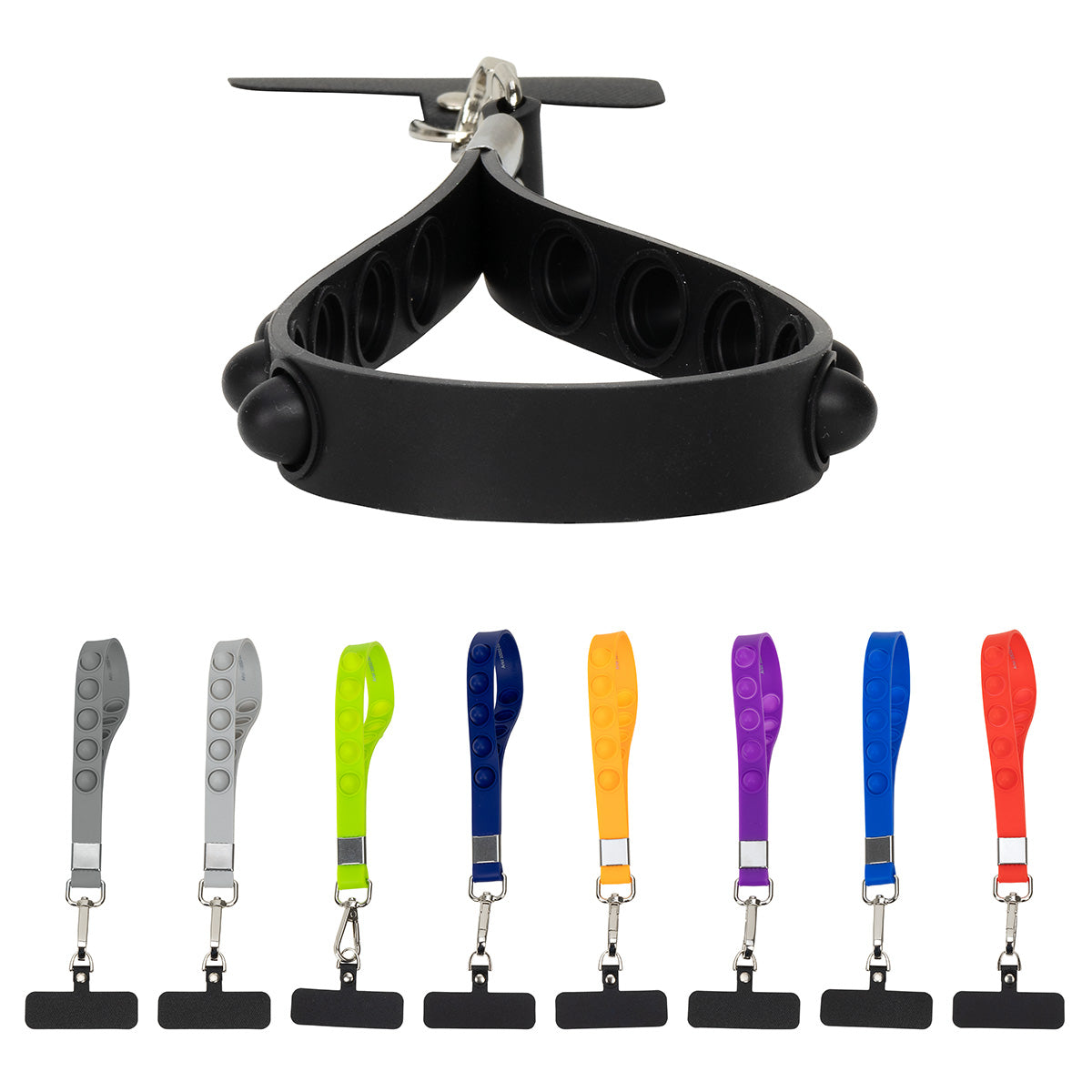 Black 2-in-1 Push Pop Stress Reliever Phone and Keychain Wristlet