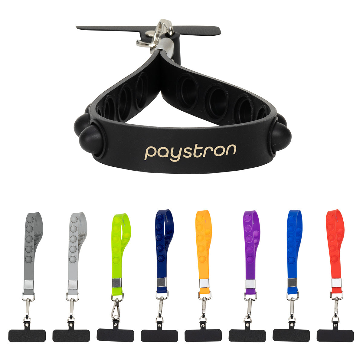 Black 2-in-1 Push Pop Stress Reliever Phone and Keychain Wristlet