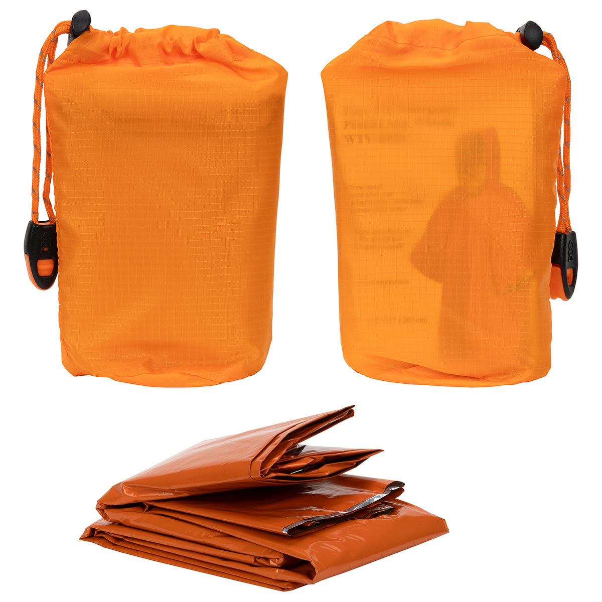 Orange Easy-Pak Emergency Poncho with Whistle