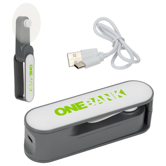 White/Gray Gale Rechargeable Fan with Swivel Handle