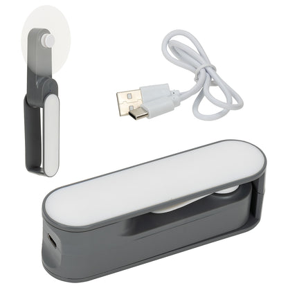 White/Gray Gale Rechargeable Fan with Swivel Handle