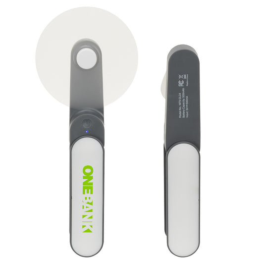 White/Gray Gale Rechargeable Fan with Swivel Handle